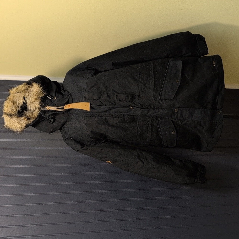 Fjallraven Black Parka with Faux Fur Hood